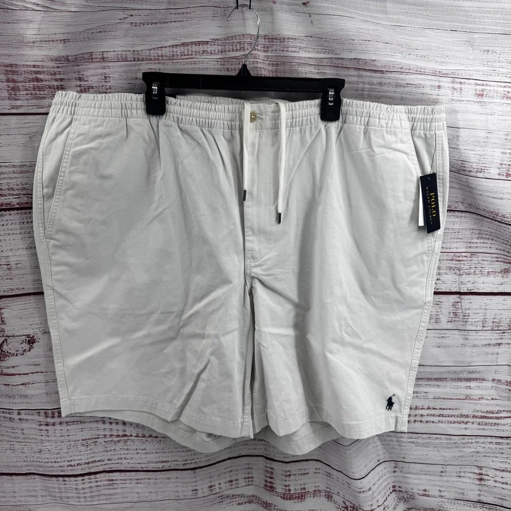 Polo Ralph Lauren Shorts Mens 3XLT White Stretch Classic Fit Drawstring Pony NEW